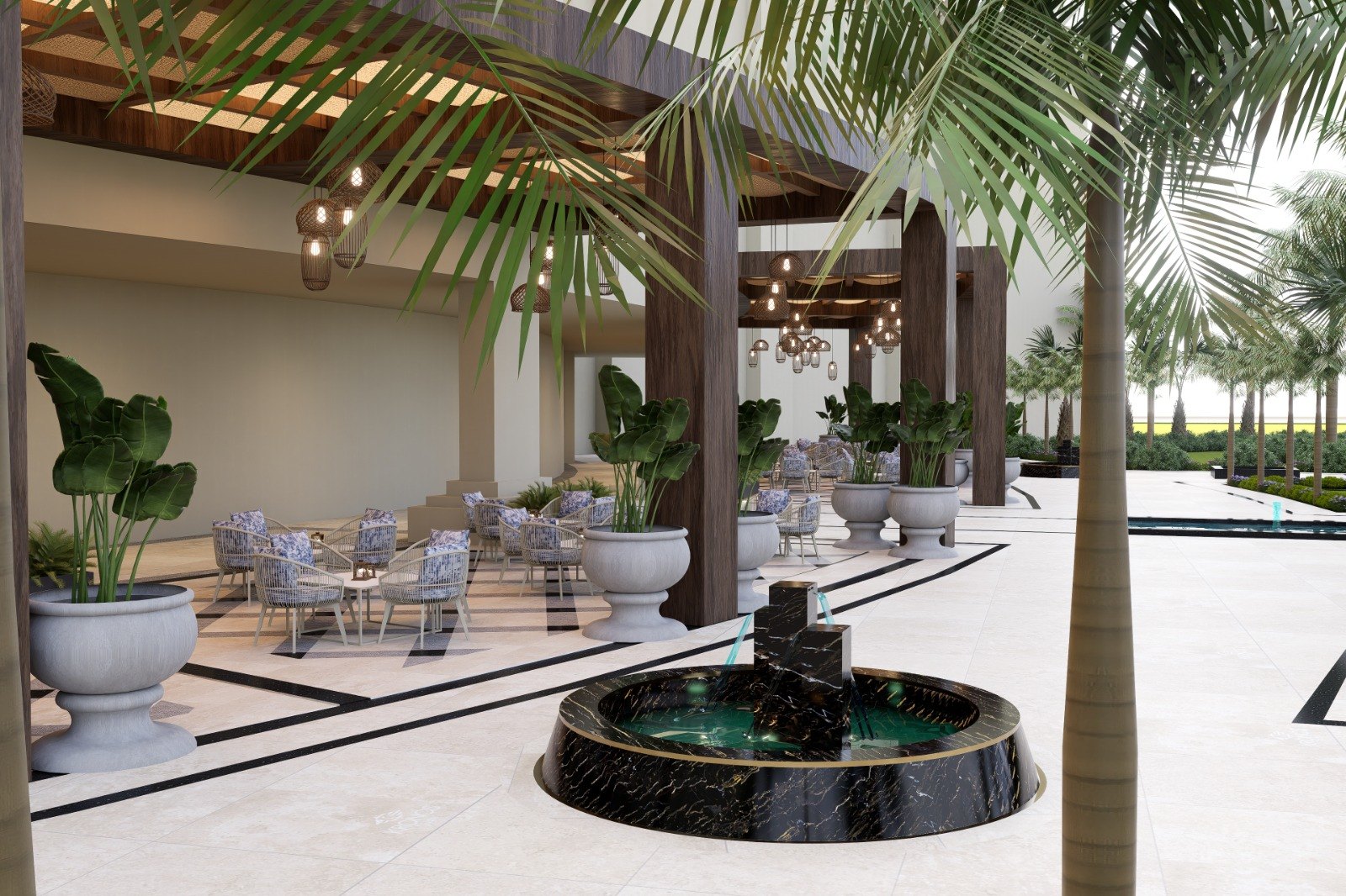 Bespoke Black Marble Fountain — Waldorf Astoria Palm Jumeirah